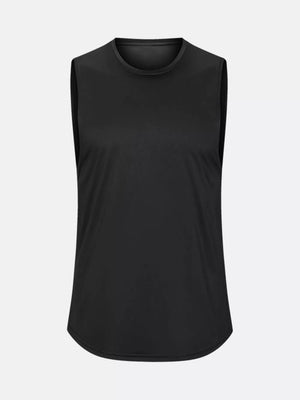 Black relaxed fit men's crew neck tank top