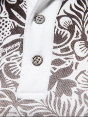 Polo shirt with floral print and button placket detail