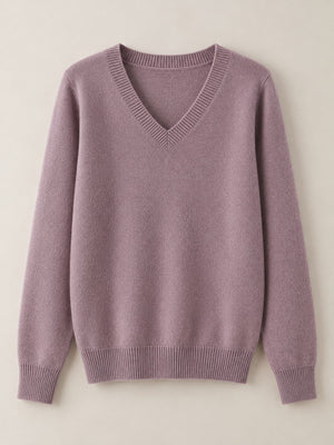 Black relaxed v-neck sweater with v-neck