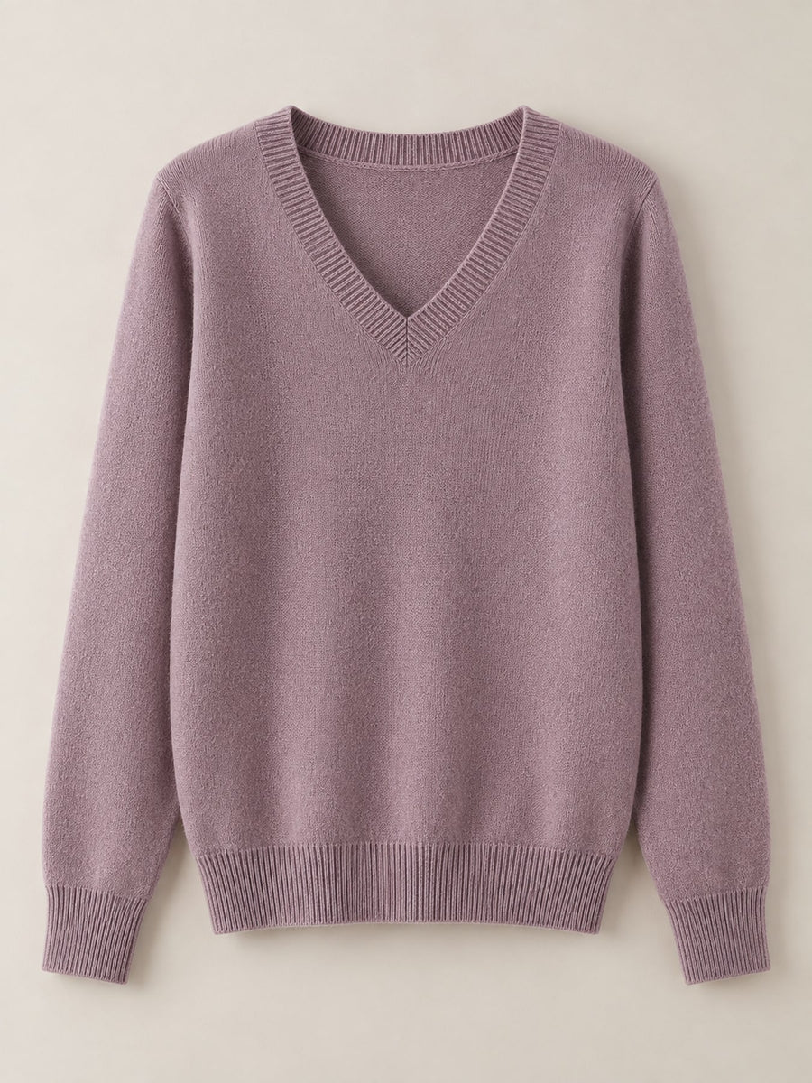 Black relaxed v-neck sweater with v-neck