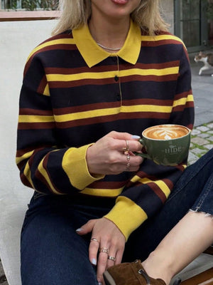 preppy pullover sweater in black with collared