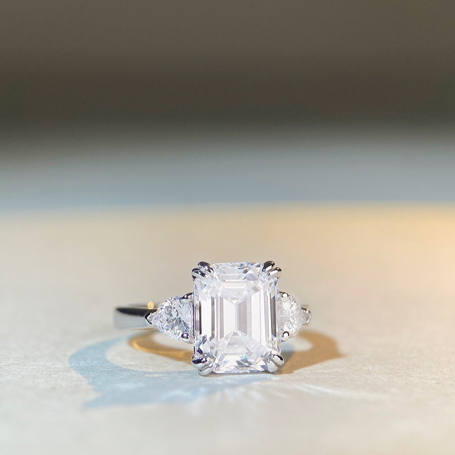 ring in Silver with geometric and zircon stones