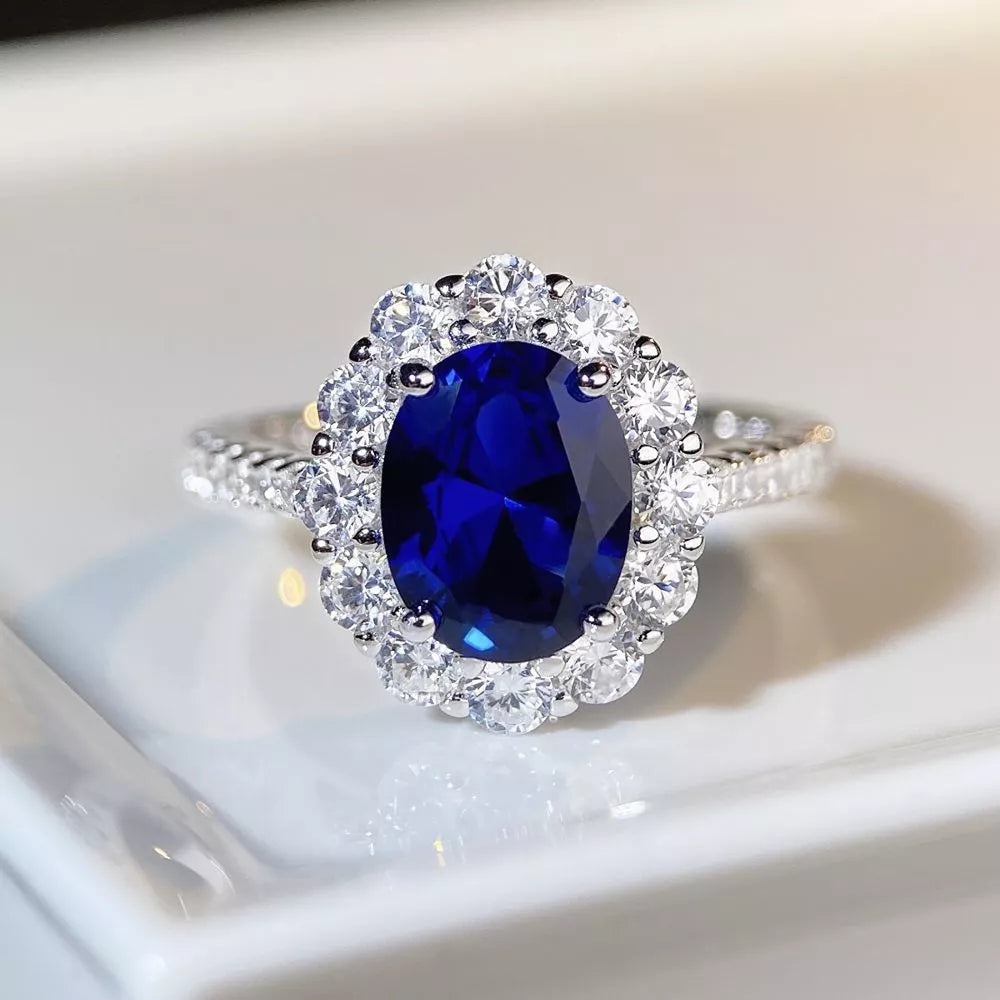 925 sterling silver, Zircon Care instructions: Avoid wearing during exercise, as ring in Royal Blue with slim silhouette