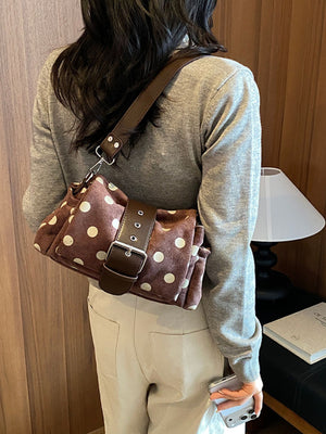 shoulder bag in Gray with polka-dot and adjustable strap