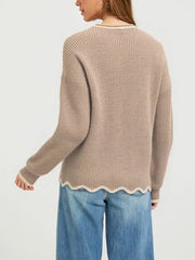 Chocolate regular pullover sweater with crew neck
