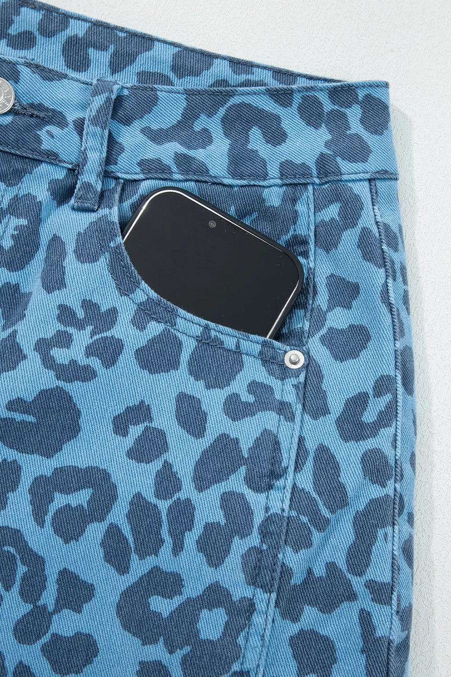 Leopard Print Barrel Leg Jeans, view 11