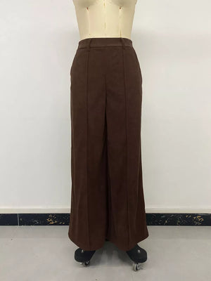 dark brown wide-leg pants