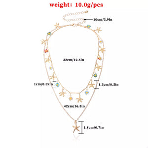 necklace featuring starfish in gold with 18K Gold-Plated, Alloy Care instructions: Avoid wearing during exercise, as swea