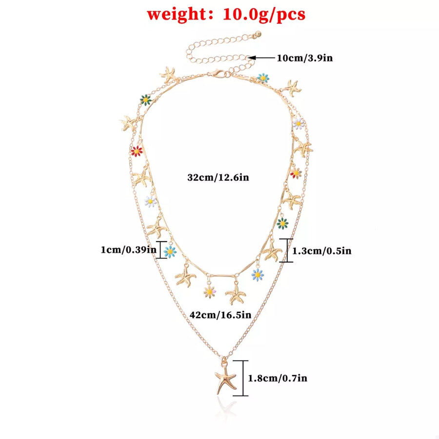 necklace featuring starfish in gold with 18K Gold-Plated, Alloy Care instructions: Avoid wearing during exercise, as swea