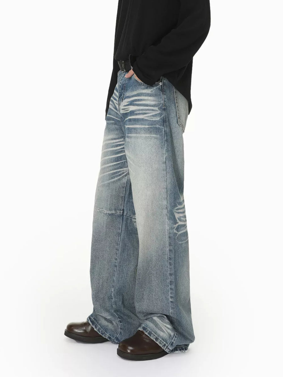 Men S Wide Leg Washed Jeans option 6