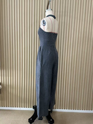 Dark Brown jumpsuit with crisscross and sleeveless