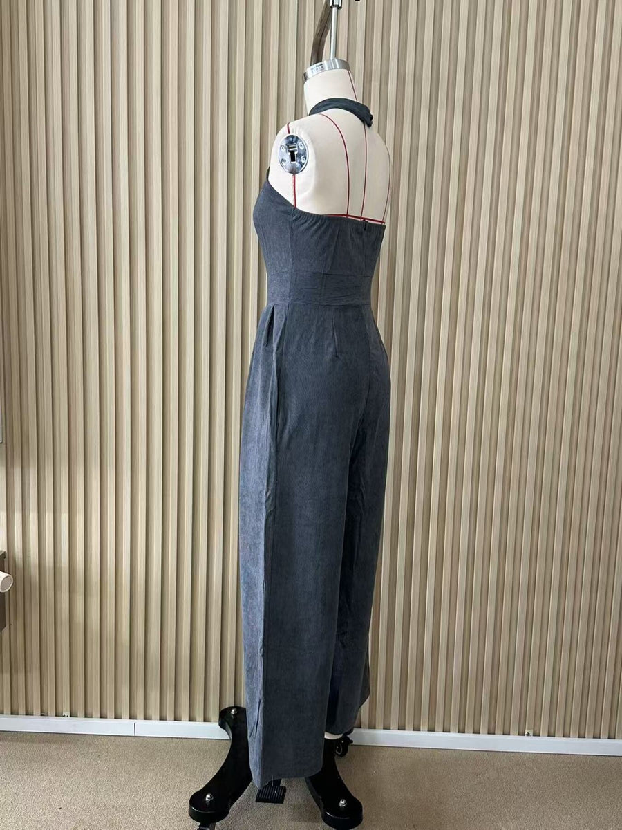 Dark Brown jumpsuit with crisscross and sleeveless