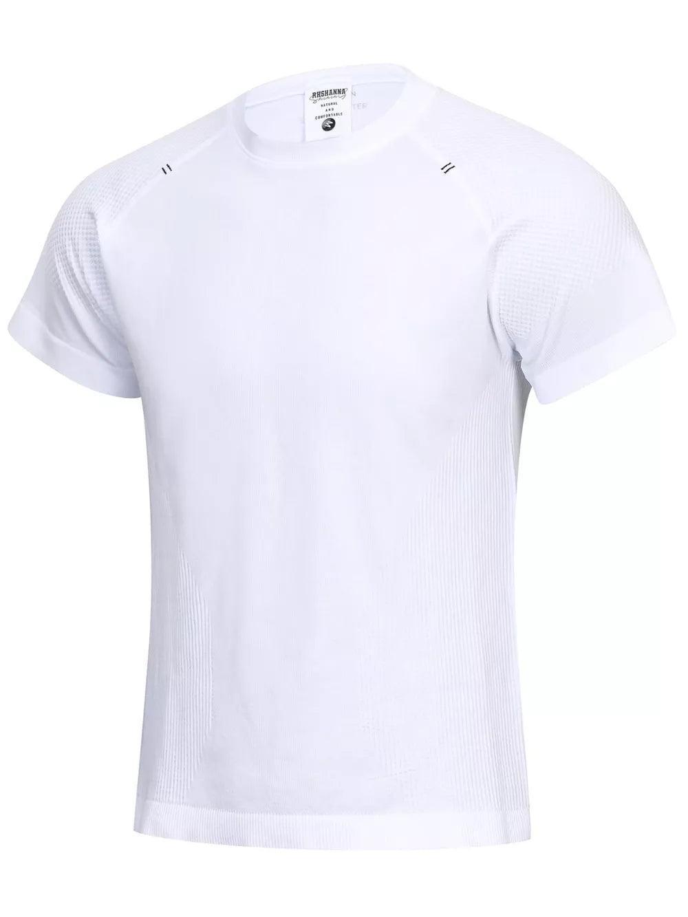 White with Men's Textured Knit Short Sleeve T-shirt in White