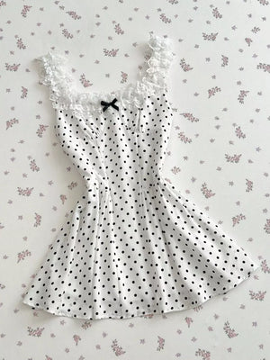 Polka Dot Lace Trim Mini Dress option 6