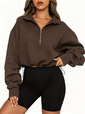 Brown relaxed sweatshirt with collared