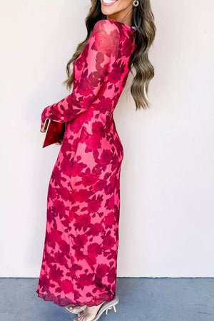 Floral Print Cuff Hem Sheath Dress option 5