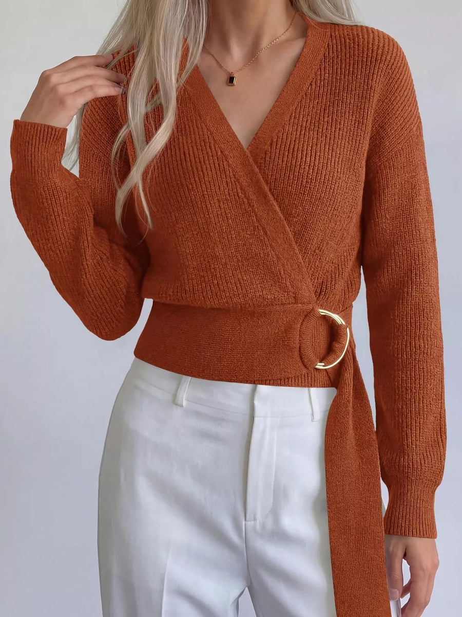 65% polyester, 30% viscose, 5% elastane Care instructions: Machine wash cold wrap sweater in Burgundy with regular silhouette