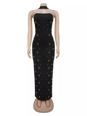 glam maxi dress in Black with strapless