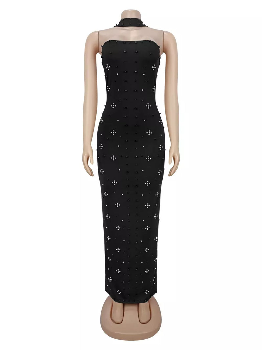 glam maxi dress in Black with strapless