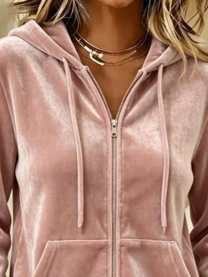 Sea Blue regular zip hoodie with hooded