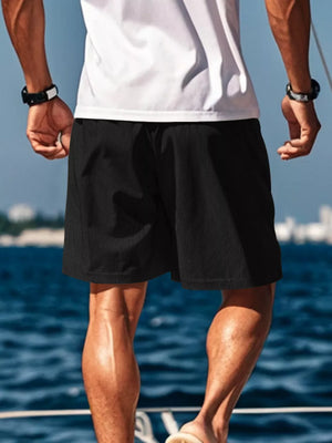 Mustard with Men's Drawstring Casual Shorts