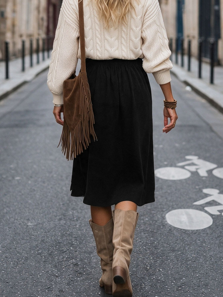 Black midi skirt