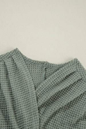 Sage Waffle Knit Open-Front Duster