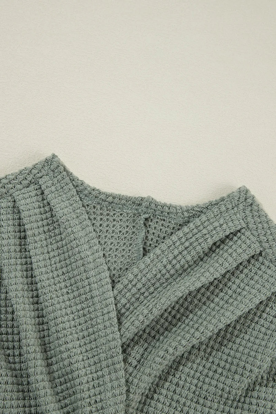Sage Waffle Knit Open-Front Duster