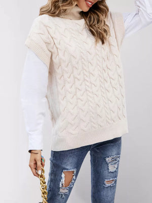 Coffee sweater vest with hip-length and pullover