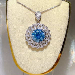 5 Carat 925 Sterling Silver Moissanite Pendant Necklace in this colorway