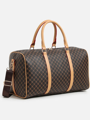 duffle bag featuring geometric in Dark Brown with PU Leather Imported Size &amp texture