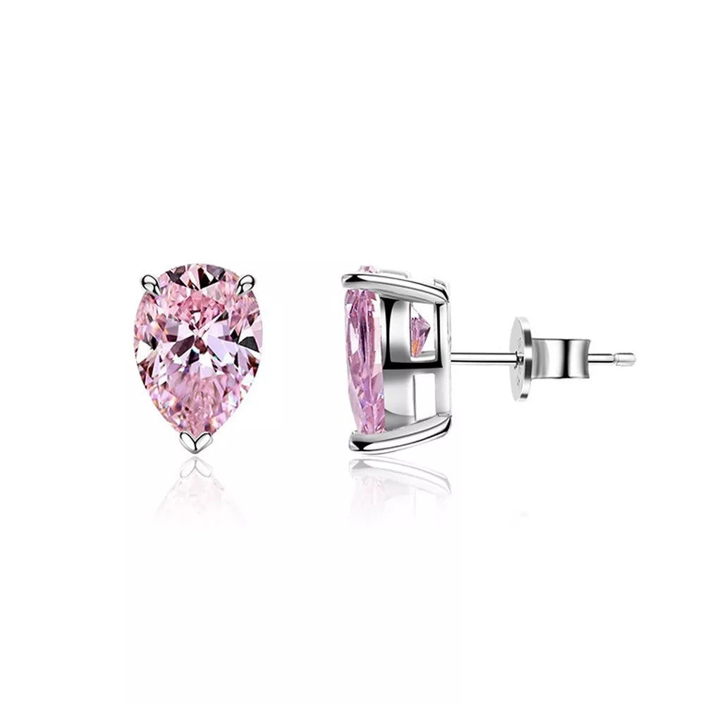 18K Gold-Plated, 925 sterling silver, Growing high-carbon diamonds Care instruct earrings in Blush Pink with teardrop