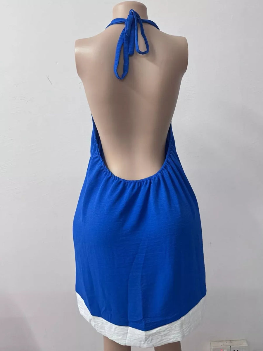 Black with Backless Halter Neck Mini Dress