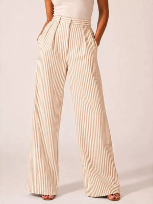 Gray wide-leg pants with side pockets and null