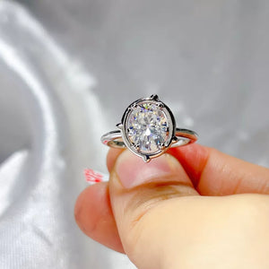 Oval Solitaire 1 Carat Moissanite Sterling Silver Ring option 3