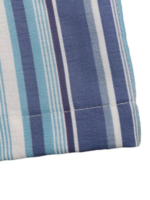 Lively blue striped drawstring wide-leg pants with a casual, comfortable fit.