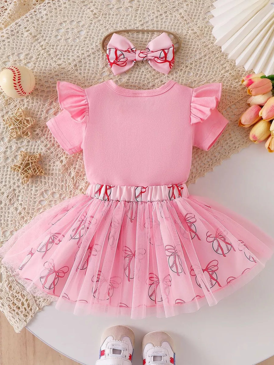Children's Letter Graphic Bodysuit And Skirt Set option 10
