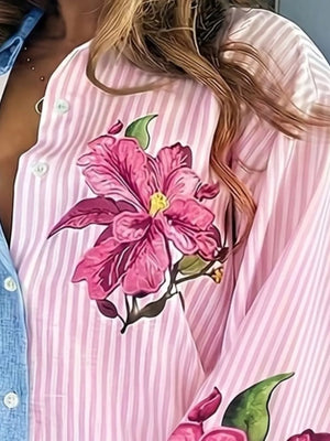 100% polyester Care instructions: Machine wash cold button-up shirt in fuchsia with oversized silhouette