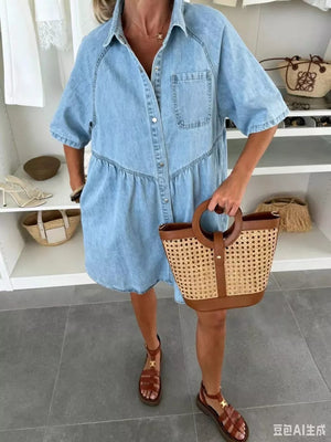 50%cotton, 50%spandex Care instructions: Machine wash cold shirt dress in Lemon Yellow with A-line silhouette