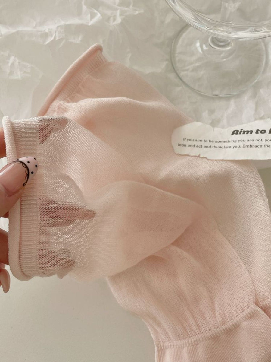Breathable Crew Socks in white with sheer