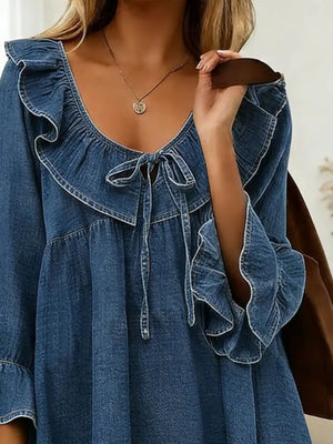 Black A-line blouse with v-neck