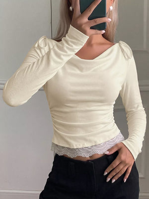 Lace Trim Long Sleeve T-shirt