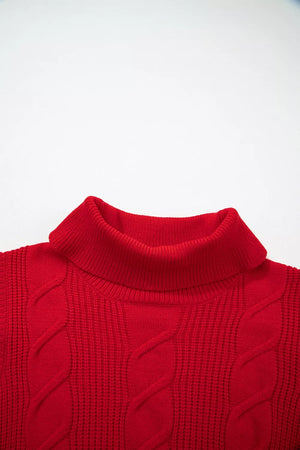 turtleneck sweater featuring cable knit in Beige with 52% viscose, 26% polyester, 22% polyamide Care instructions: Machine