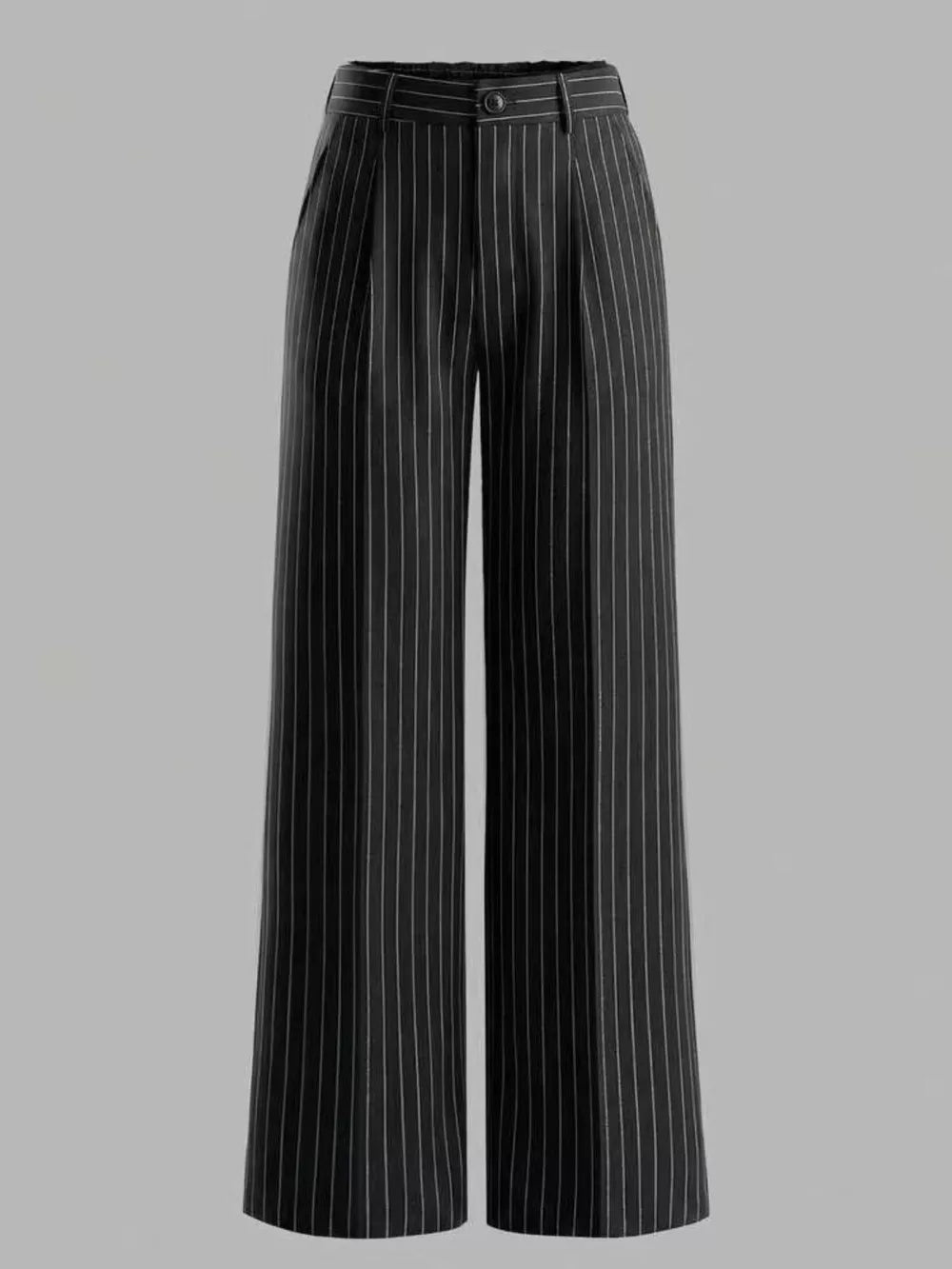 white wide-leg pants featuring buttoned and striped