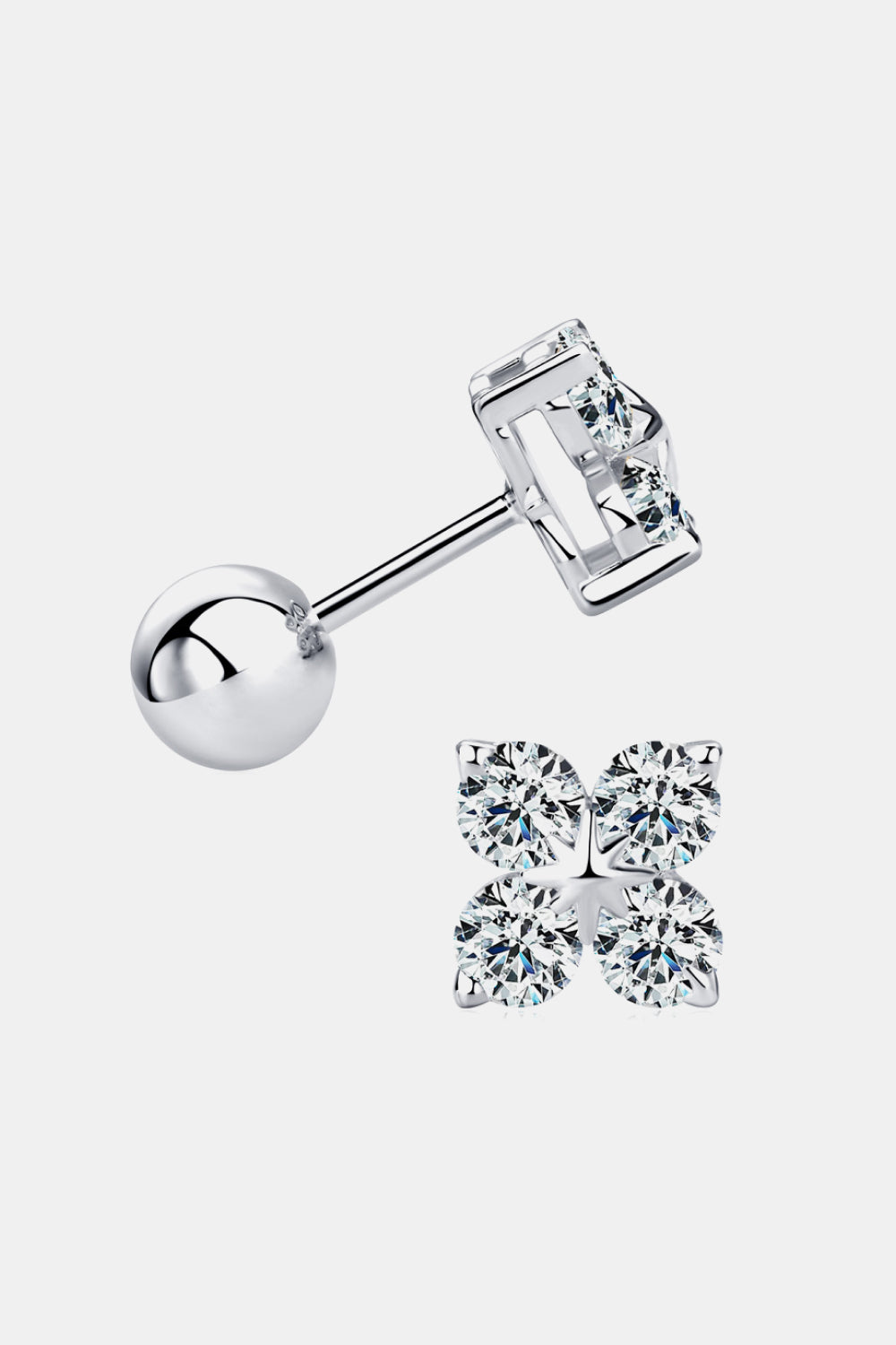 Four-stone stud earrings in sterling silver with a butterfly design.