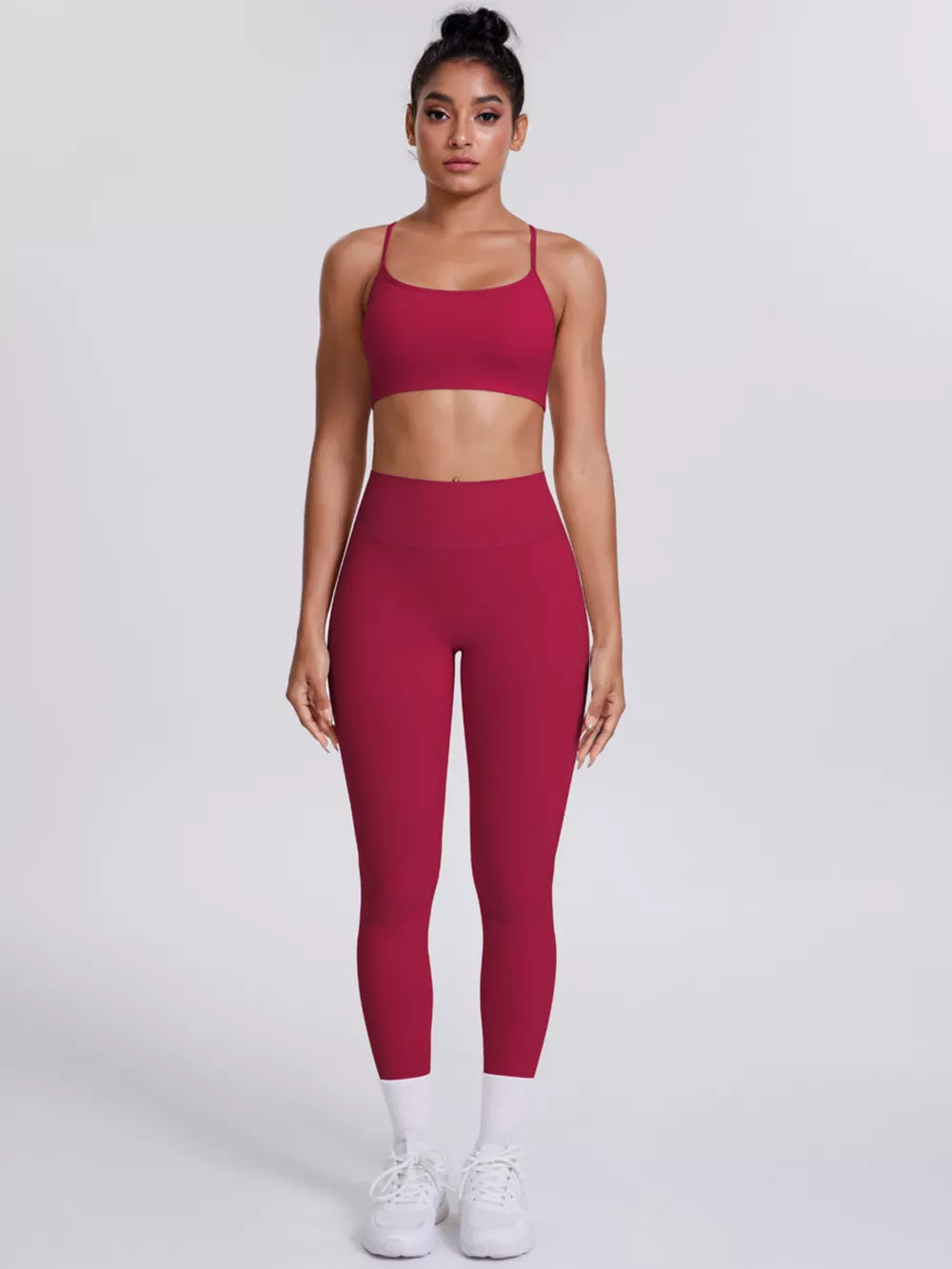 Brown sports bra with breathable and spaghetti strap