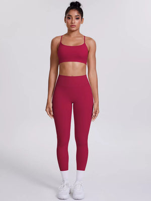 Brown sports bra with breathable and spaghetti strap