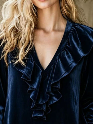 romantic blouse in Camel with v-neck