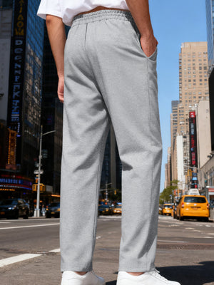 Men's Full Size Drawstring Straight Leg Pants in Denim Blue with drawstring