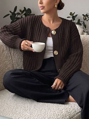 cardigan featuring ribbed knit in Beige with 100% polyester Care instructions: Machine wash cold texture